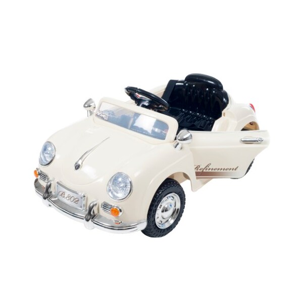 Toy Time Toy Time Ride-On Sports Car- 6V Battery Powered Vehicle- AUX Input and Remote Control, Cream 983451ABR - main